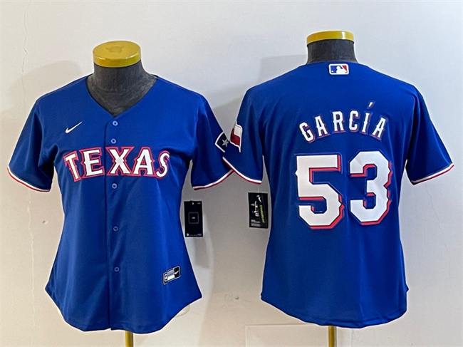 Women's Texas Rangers #53 Adolis García Royal With Patch Stitched Baseball Jersey(Run Small)